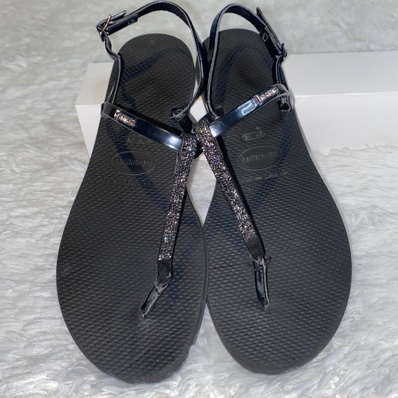 Havaina's Black Rhinestone Sandals in Excellent Condition - Picture 1 of 4